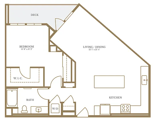 Floor plan 1 Bed/1 Bath-7A