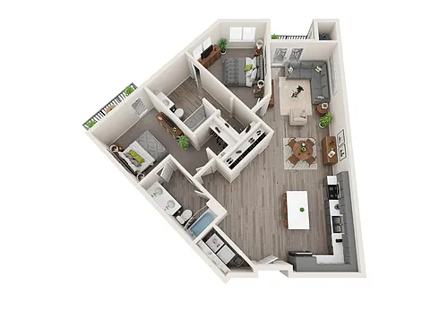 Floor plan B4: 2 Bed 2 Bath