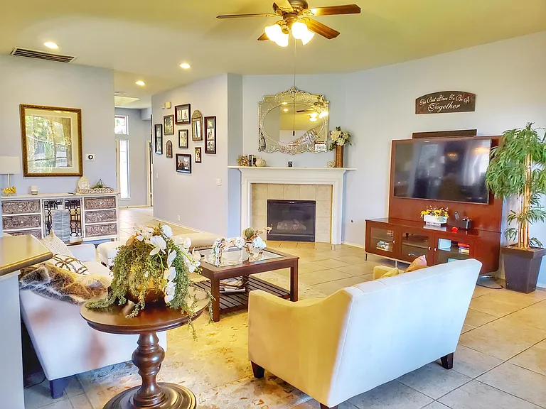 Large, sun-lit living area