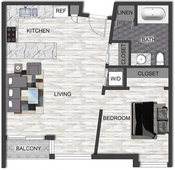 Floor plan 1 Bedroom 1 Bathroom