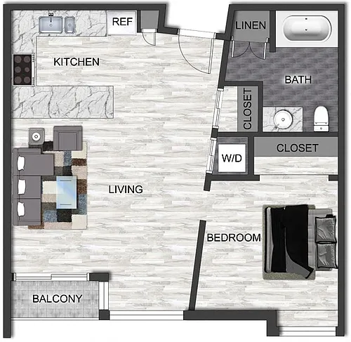 Floor plan 1 Bedroom 1 Bathroom