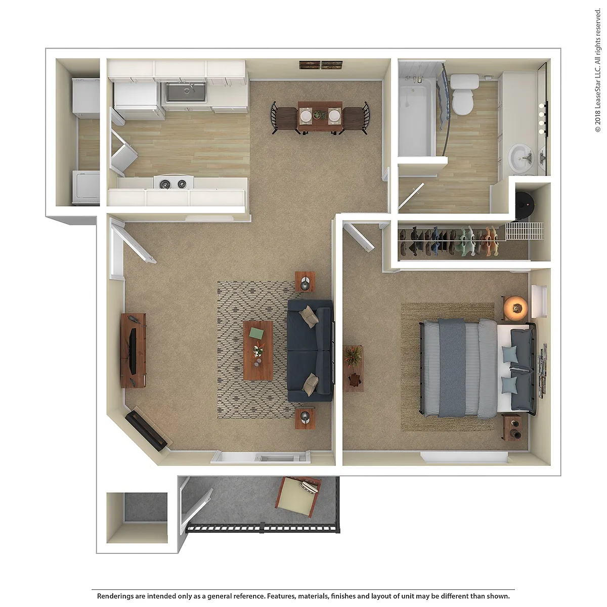 Floor plan 1 Bedroom, 1 Bath A1