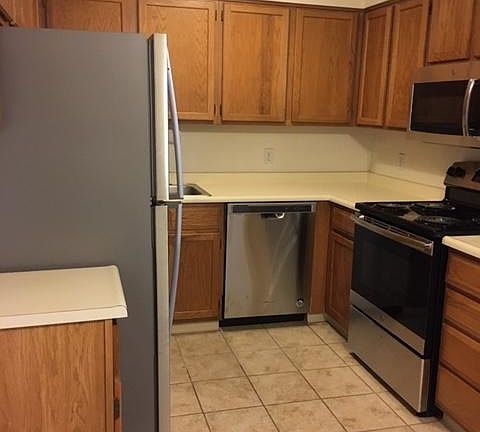 Kitchen with stainless steel appliances