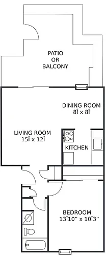 Floor plan 1Bed/1Ba-Dn (C)