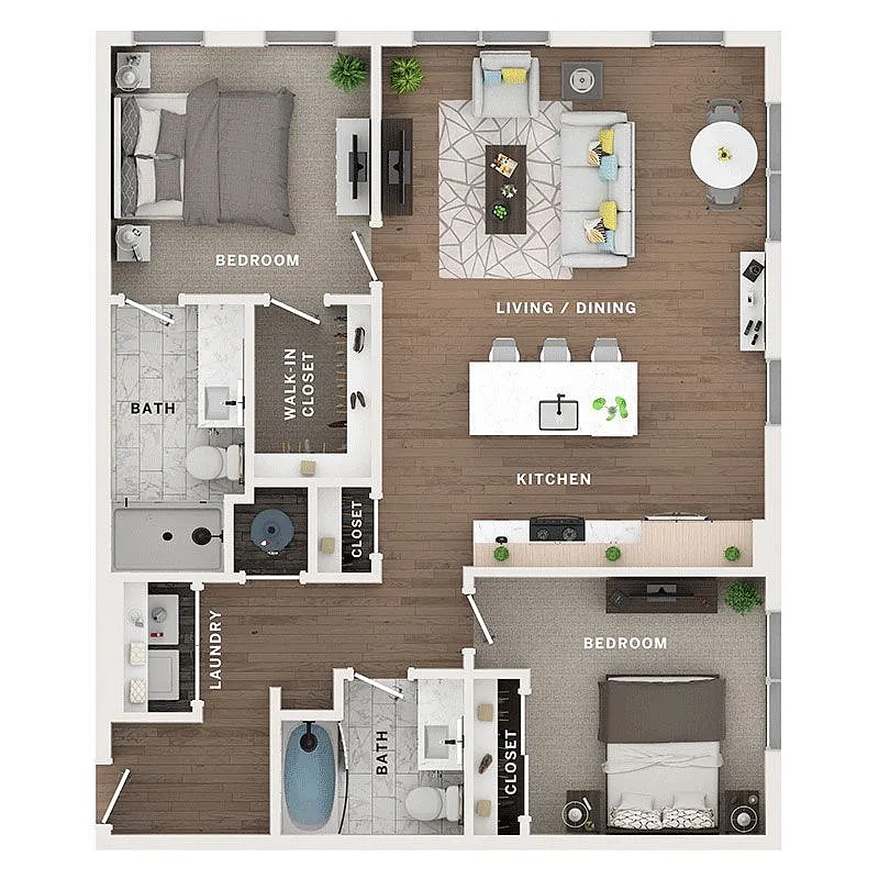 Floor plan 2BR/2BA - C3