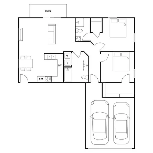 Floor plan 2 Bed 2 Bath