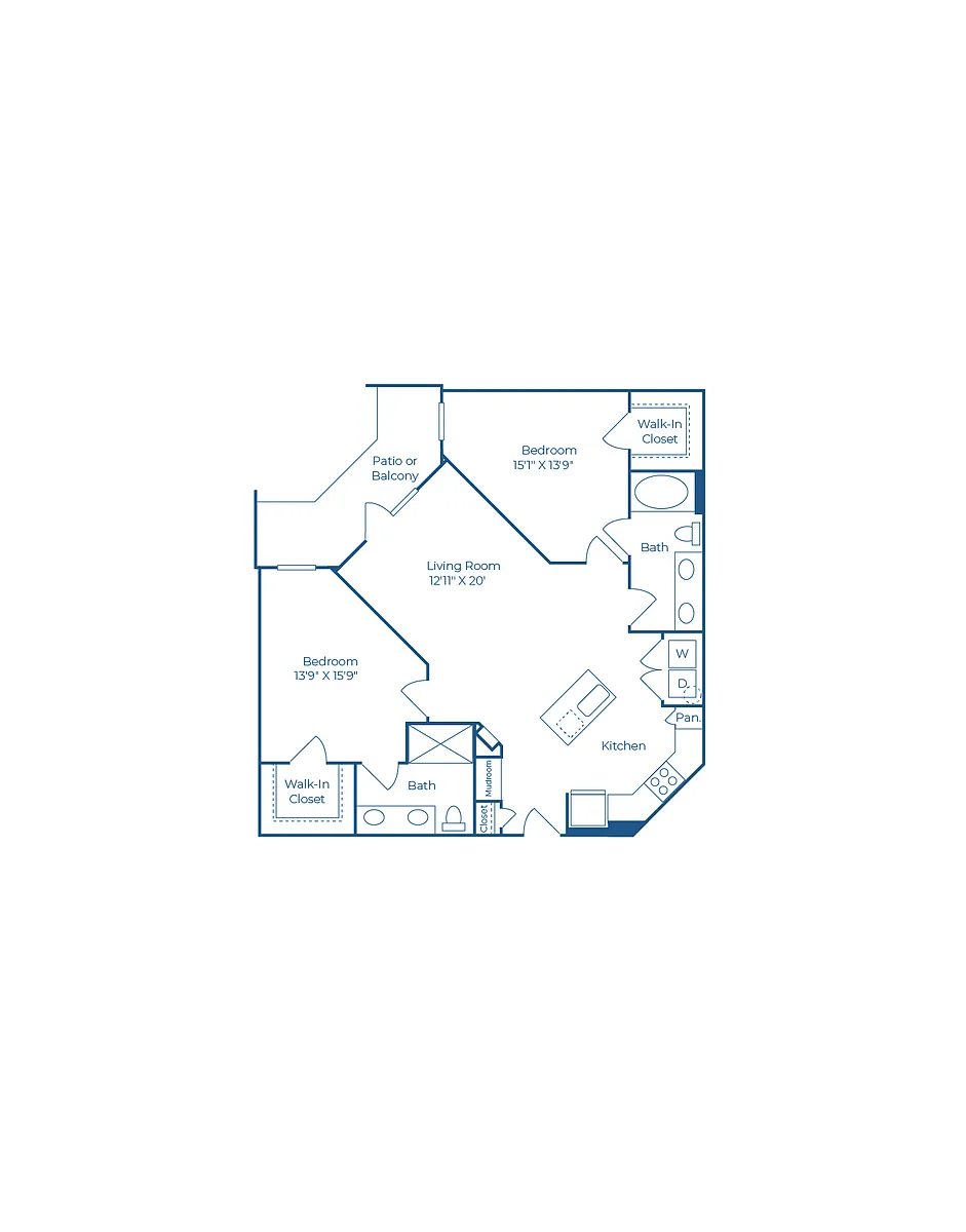 Floor plan B2 | 2 Bed | 2 Bath