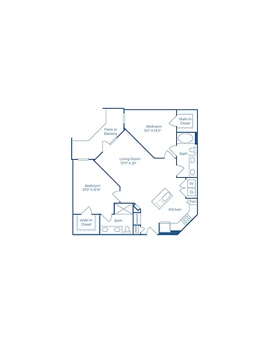 Floor plan B2 | 2 Bed | 2 Bath
