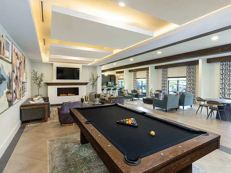 Entertainment lounge with pool table