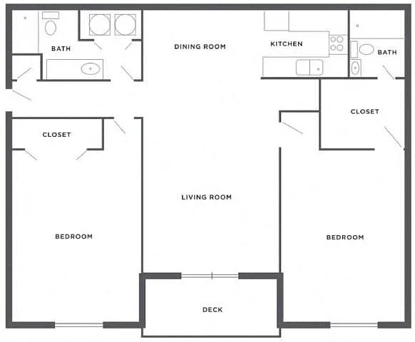 Floor plan 2 Bedrooms, 2 Bathrooms A