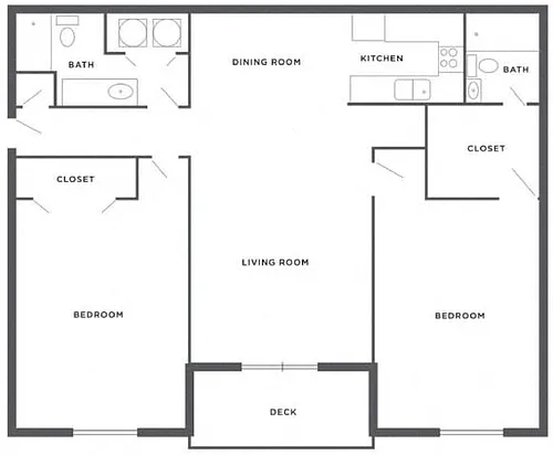 Floor plan 2 Bedrooms, 2 Bathrooms D