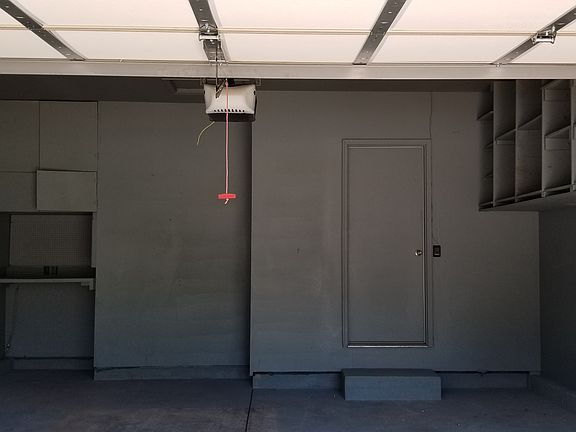 Garage with shelving 