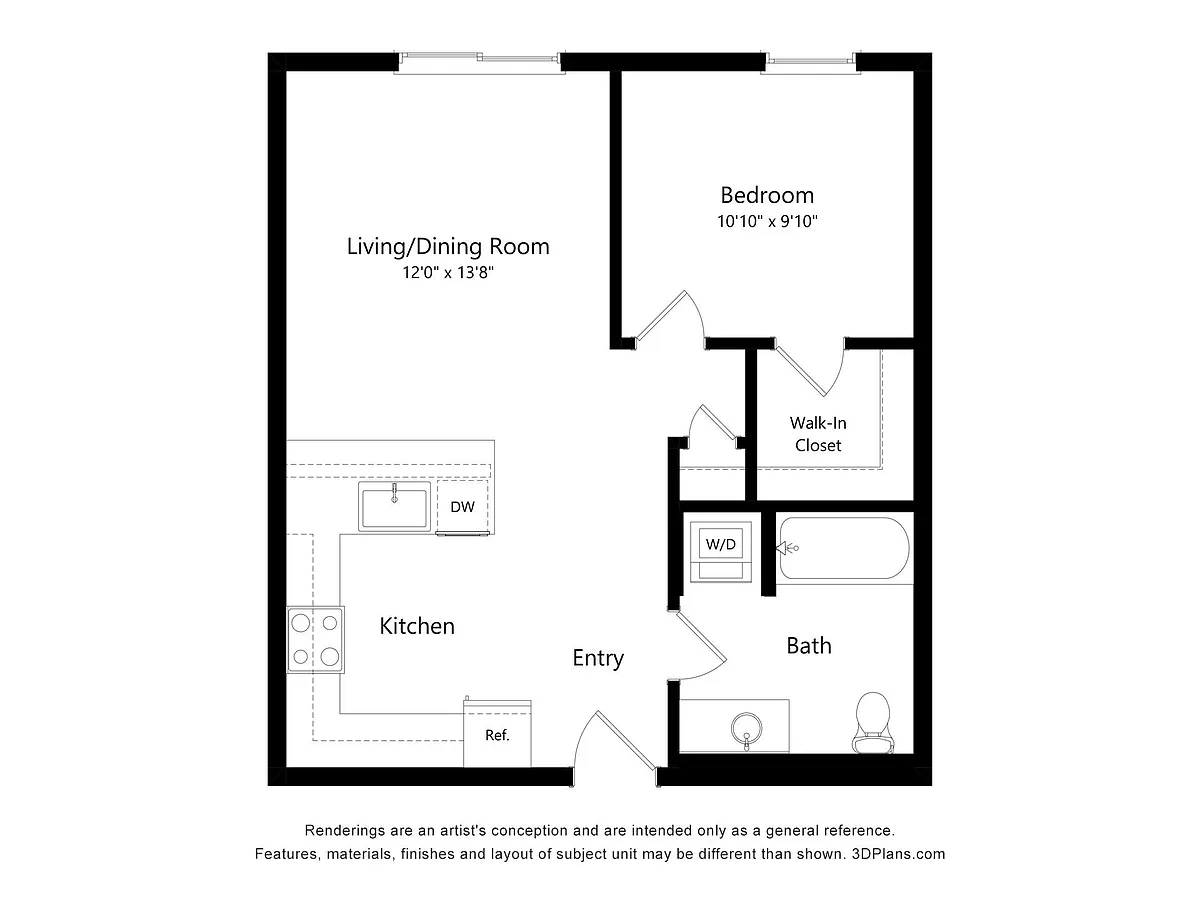 Floor plan 1 Bedroom 1 Bath C MFTE