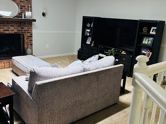 family room with fireplace