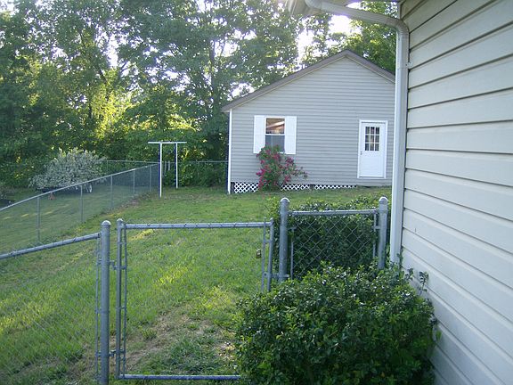 Fenced in back yard and shed