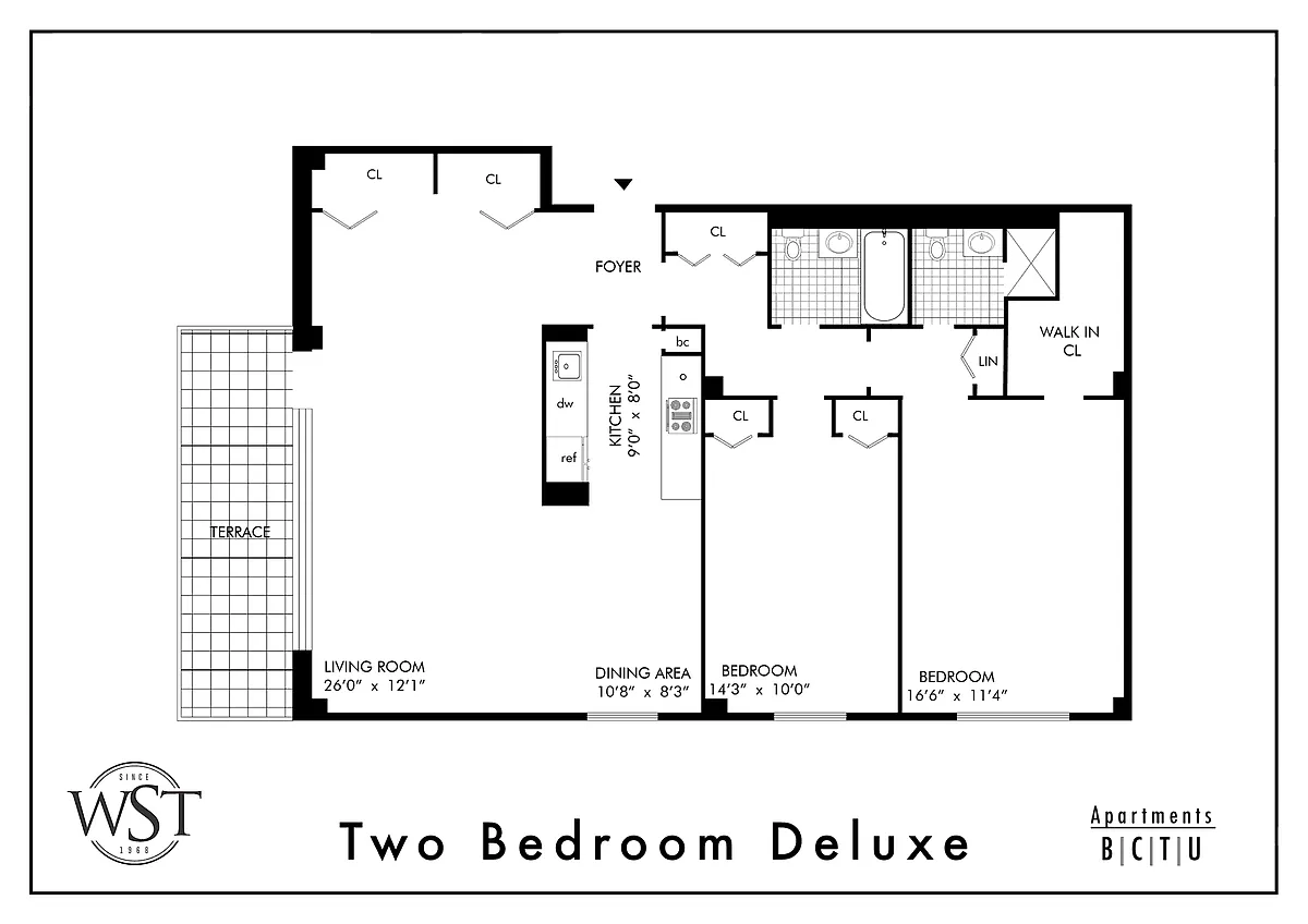 Floor plan Two Bedrooms Two Full Baths - Delux