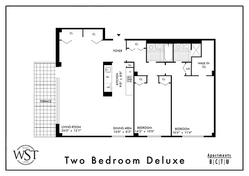 Floor plan Two Bedrooms Two Full Baths - Delux