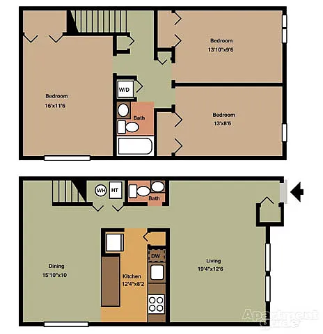 Floor plan 3 Bedroom Townhome