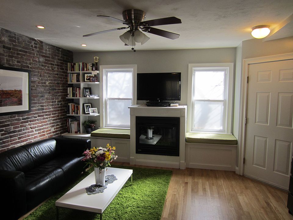 Exposed brick in living room