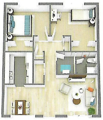 Floor plan Two Bedroom One Bath