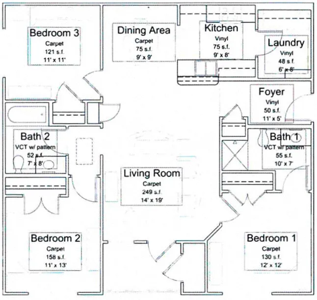 Floor plan Three Bedroom