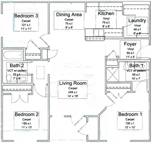 Floor plan Three Bedroom