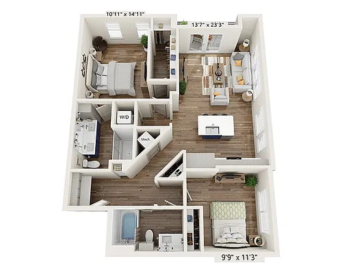 Floor plan Two Bedroom B2E-III