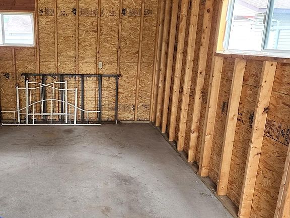 Large garage with extra storage space