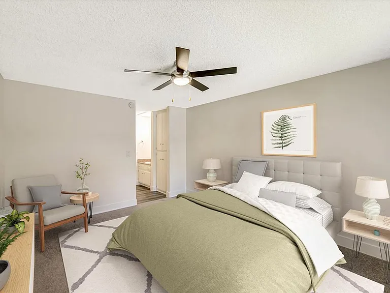 Spacious bedroom with Furniture