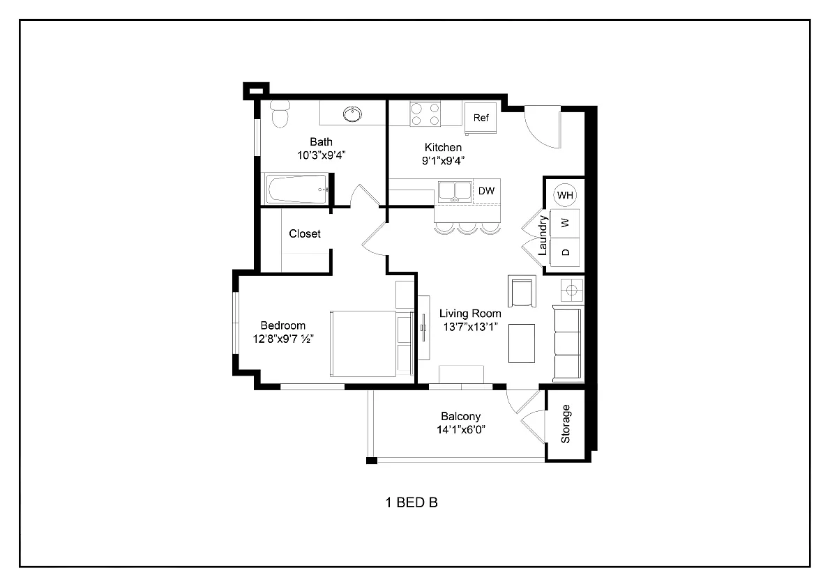 Floor plan 1 Bed B