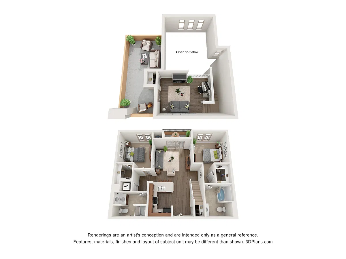Floor plan 2 Bed 2 Bath Loft