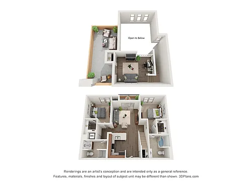 Floor plan 2 Bed 2 Bath Loft