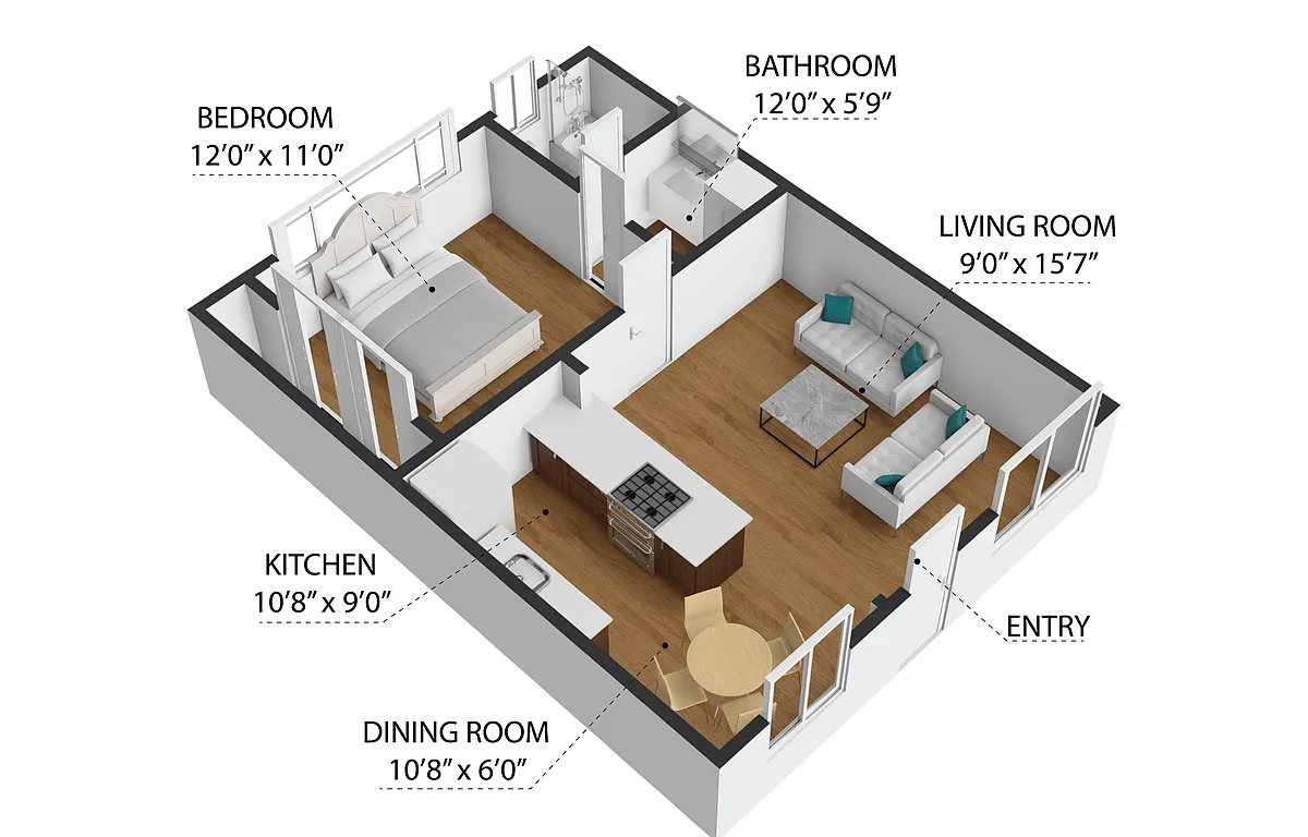 Floor plan 1 Bedroom 1 Bathroom