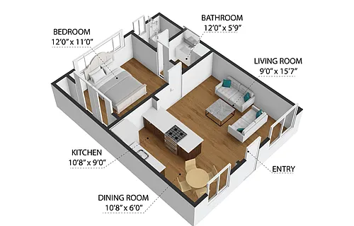 Floor plan 1 Bedroom 1 Bathroom