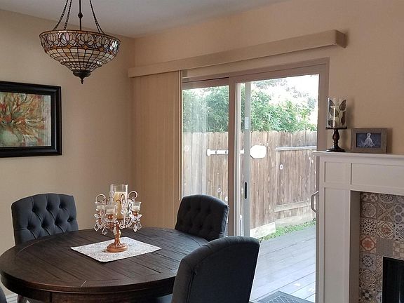 Fireplace off dining area