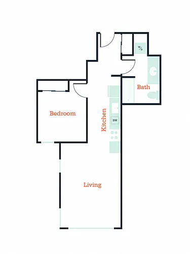 Floor plan 1X1 B