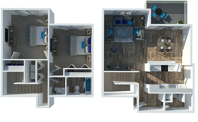 Floor plan Two Bedroom Townhome Premium