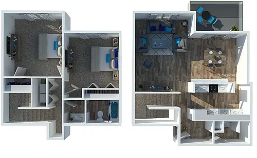 Floor plan Two Bedroom Townhome Premium