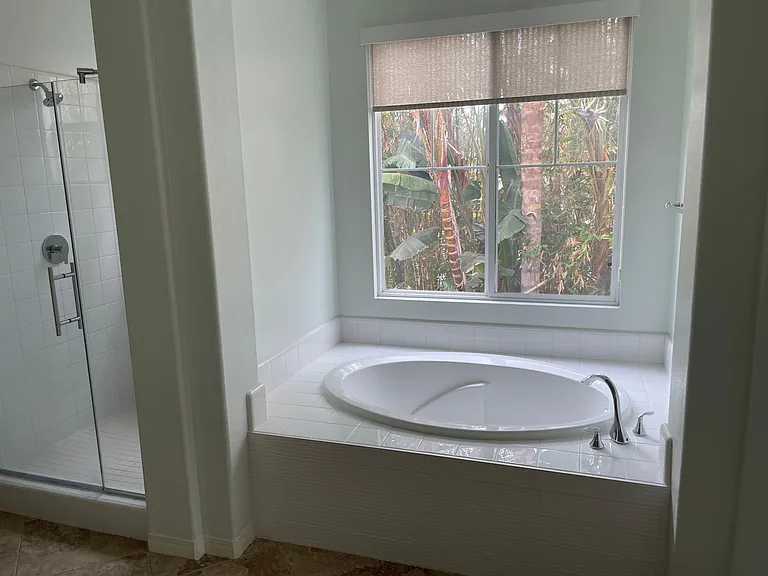 SOAKING TUB AND SHOWER WITH TROPICAL VIEWS