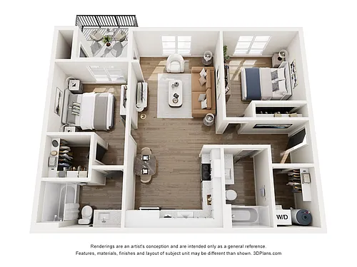 Floor plan Two-Bedroom 2B-1