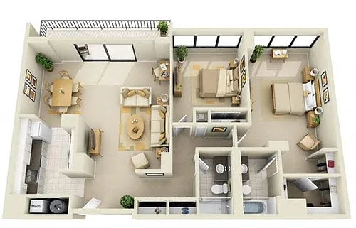 Floor plan Tower 2BR GH