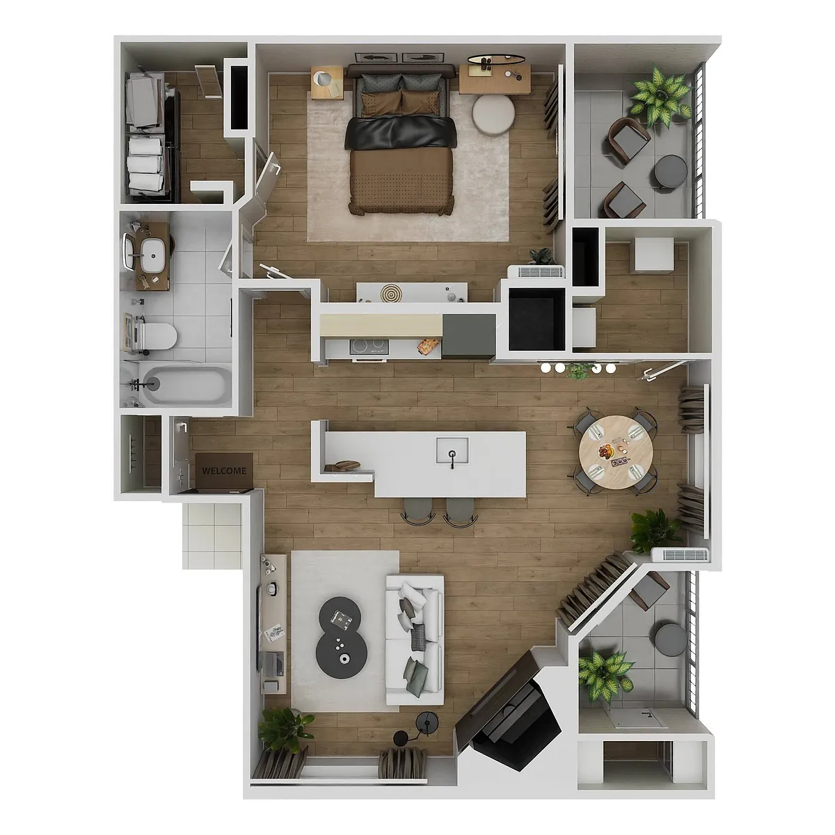 Floor plan 1 Bedroom, 1 Bathroom A1