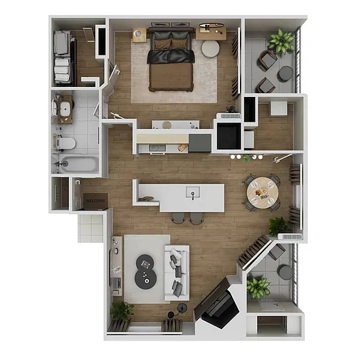 Floor plan 1 Bedroom, 1 Bathroom A6