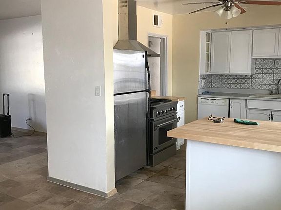 View of kitchen from dining area.