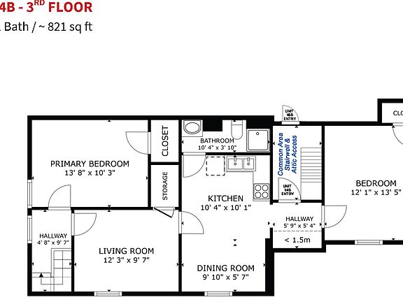Flexible floorplan. "Living room" is a passthrough to the primary bedroom. Great as bonus/office space, as well. Front bedroom typically used as bedroom or larger living room.