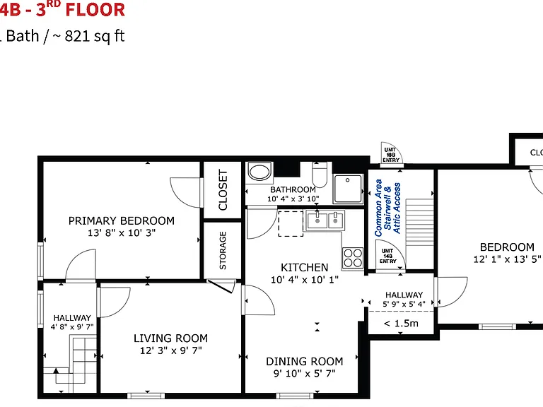 Flexible floorplan. "Living room" is a passthrough to the primary bedroom. Great as bonus/office space, as well. Front bedroom typically used as bedroom or larger living room.