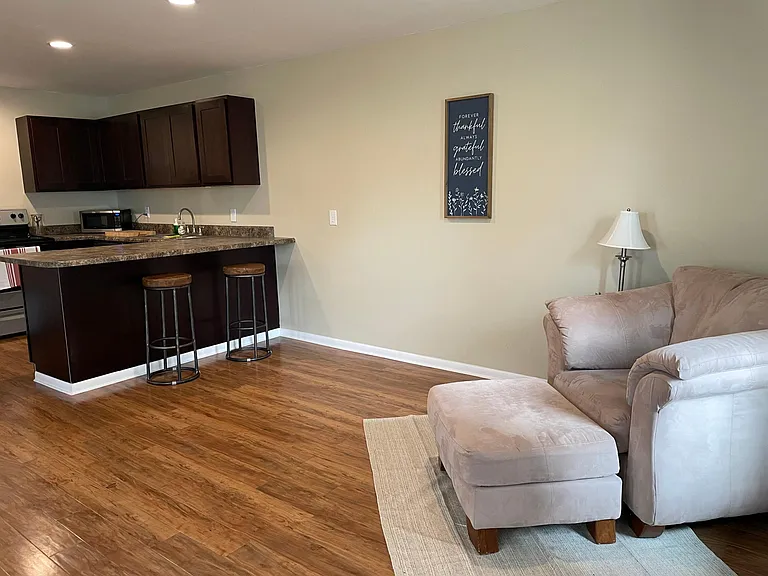 Open concept living room and kitchen.