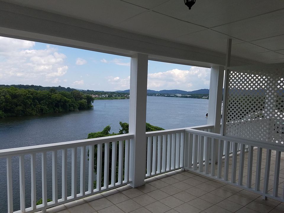 View upriver from the balcony.