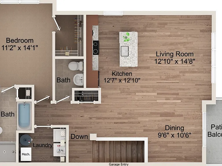 1 Bedroom - 2nd Floor with dimensions 1 Bedroom - 2nd Floor with dimensions