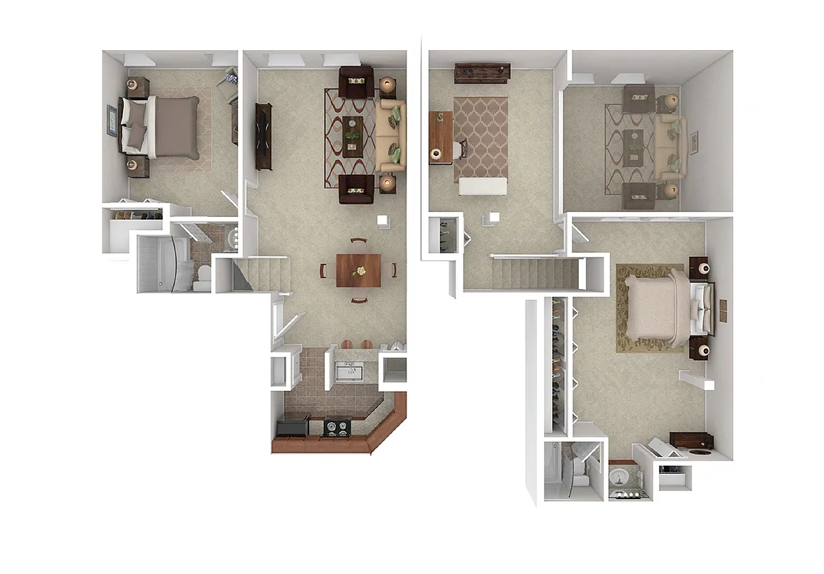 Floor plan Marlboro Classic - 2 Bed 2 Bath Duplex Den